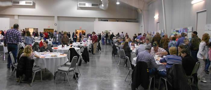 A large crowd enjoyed the meal catered by Brown's BBQ