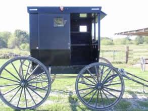 Covered buggy at Jamesport, Amish Community