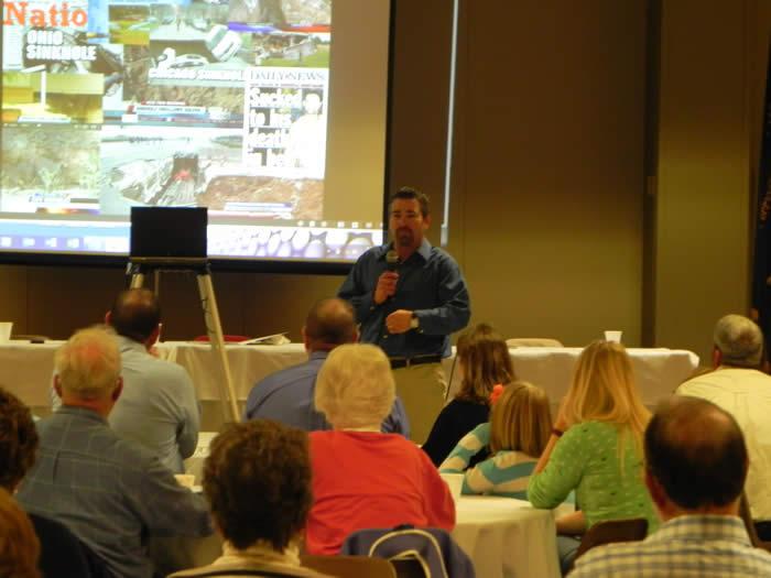 Brent Buerck, Perryville city adminstrator, discussed the city's role in the grotto sculpin community plan and activities to protect the karst environment.